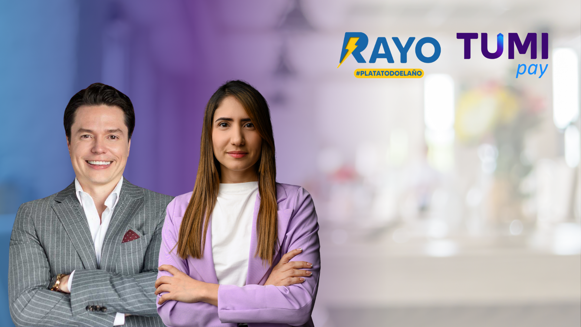 Bernardo Arce, CEO de Rayo y Marcela Santiago Rizo, CEO de TumiPay